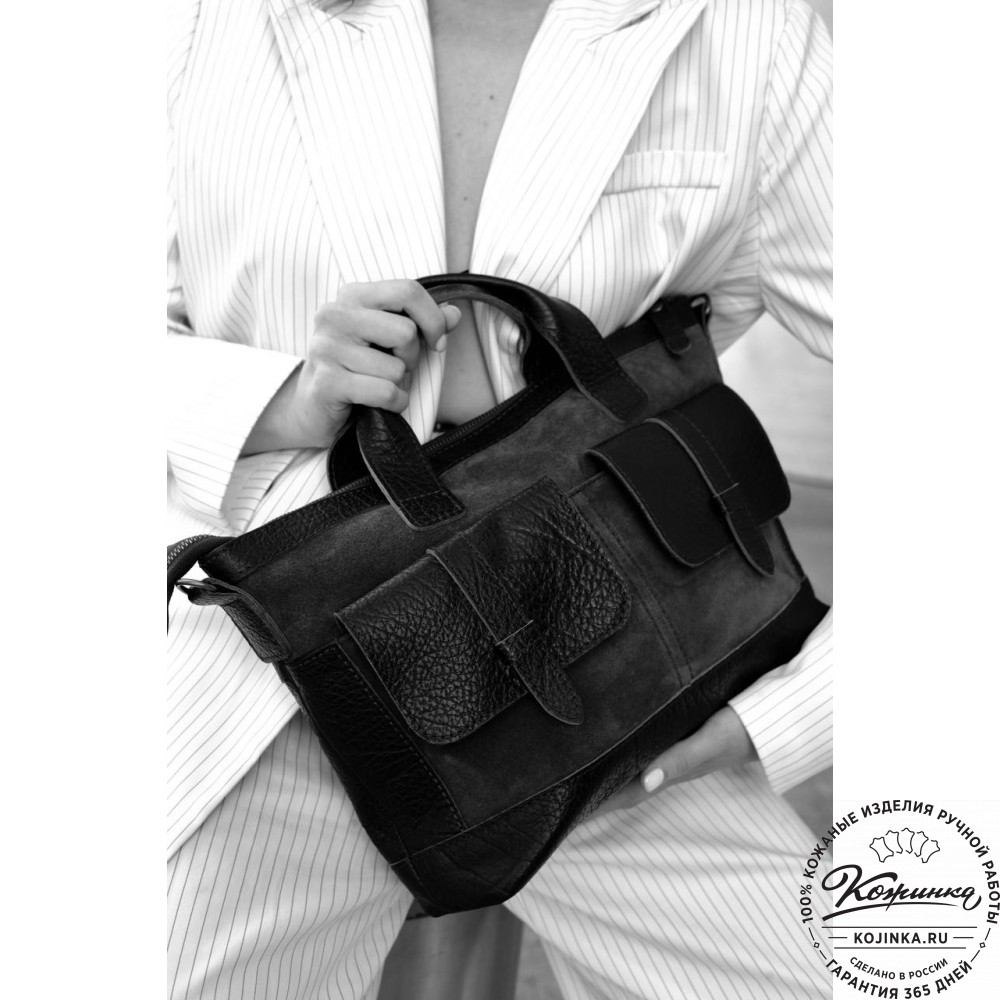 Женская кожаная сумка "Эльза" (чёрная)